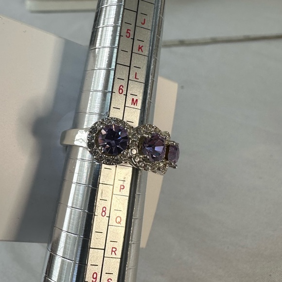 Sparkly triple purple rhinestone silver ring Size 7 - Picture 5 of 5